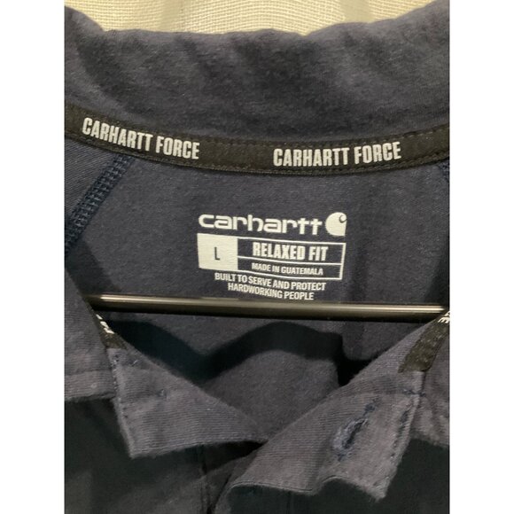 Carhartt Mens Blue Short Sleeve Polo Shirt Relaxed Fit Size L - Picture 3 of 4